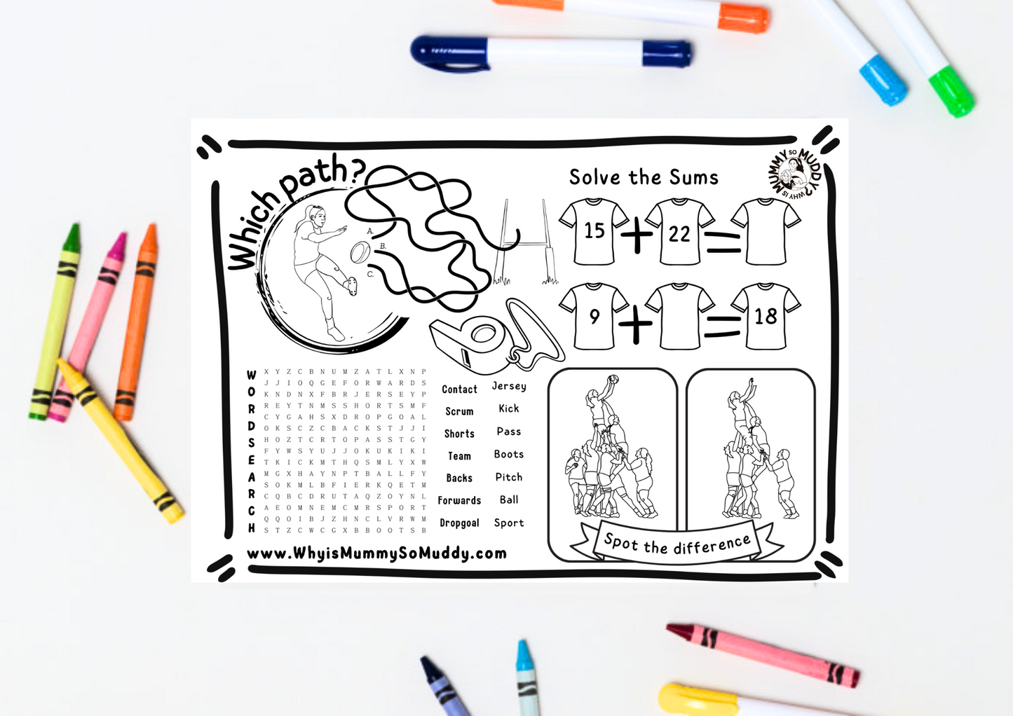 Free Downloadable : Women's Rugby Activity Sheets